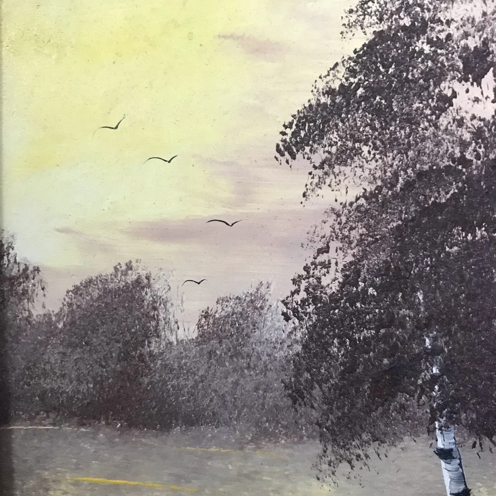 Vintage miniature original painting in the frame